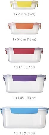 61msaW-B1fL._AC_SY450_.jpg Joseph Joseph Nest Lock Plastic BPA Free Food Storage Container Set