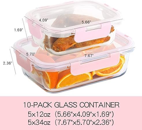 71-4johC9AL._AC_SY450_.jpg C CREST 10 Pack Glass Meal Prep Containers Food Storage Containers